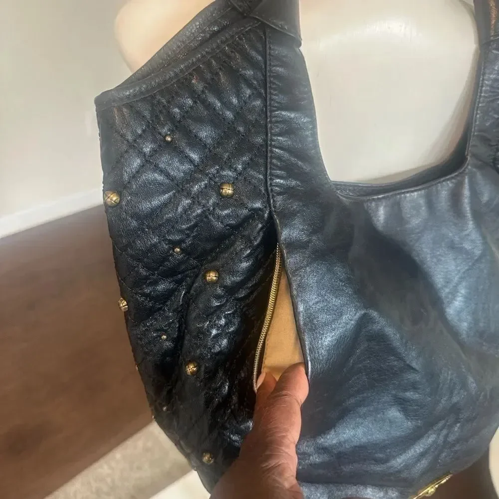 Elliott Luca Large Leather Studded Hobo Bag